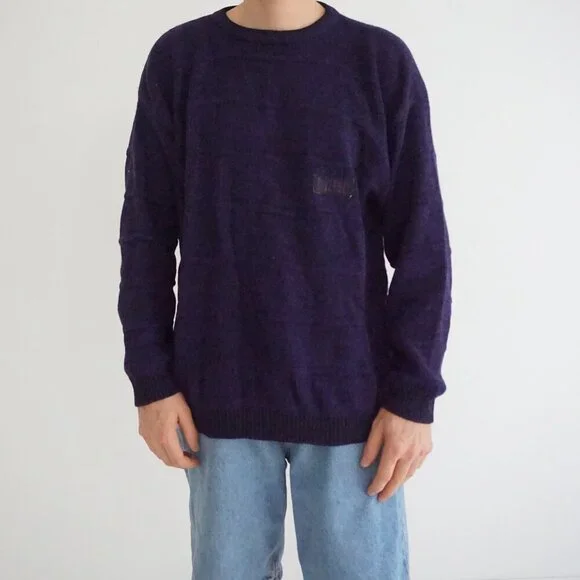 Field Gear Purple Knit Crewneck Sweater Outdoorsman Eclectic Grandpa Cozy L - Picture 1 of 9